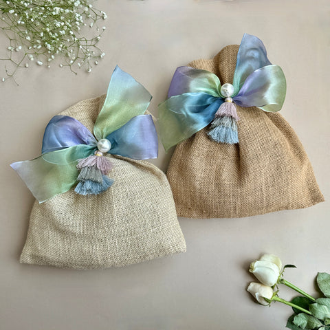 Jute Ivory & Natural Batwa Bags (Set of 2)