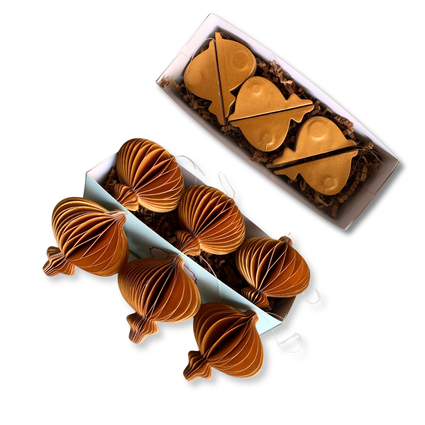 Amber Lantern Paper Ornaments  SET of 6