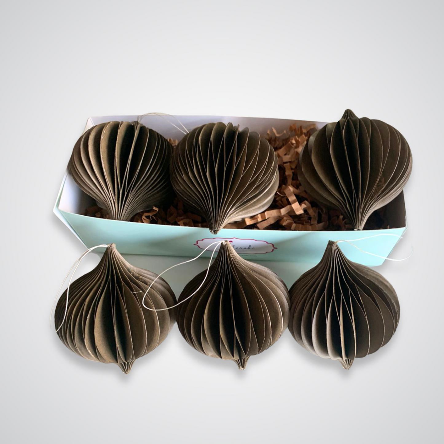 Harvest Onion Shaped Paper Ornaments  SET of 6