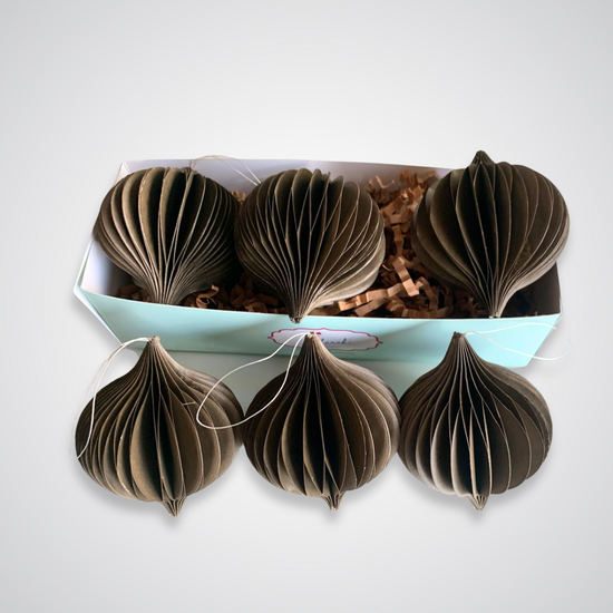 Harvest Onion Shaped Paper Ornaments  SET of 6