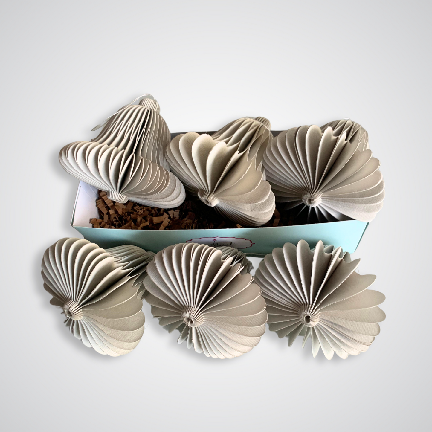 "Snowy Bell" Paper Ornaments - SET of 6