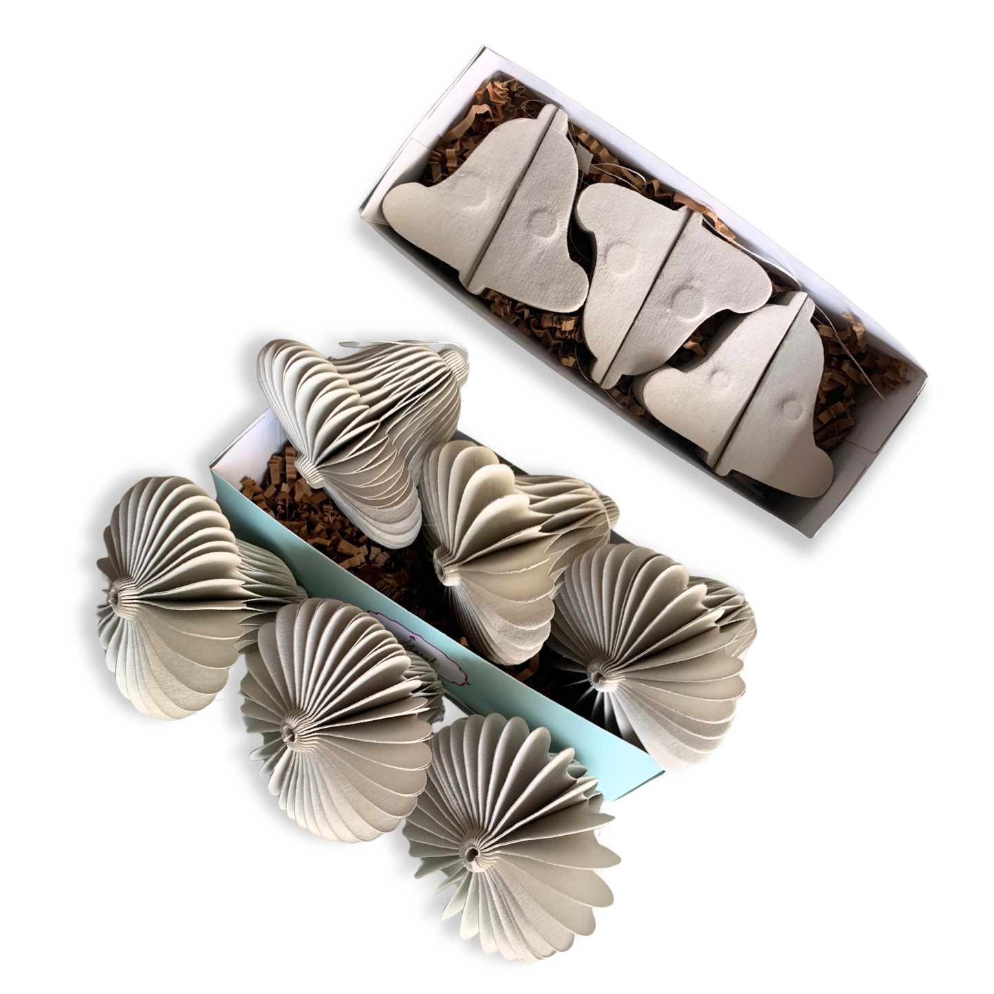 "Snowy Bell" Paper Ornaments - SET of 6