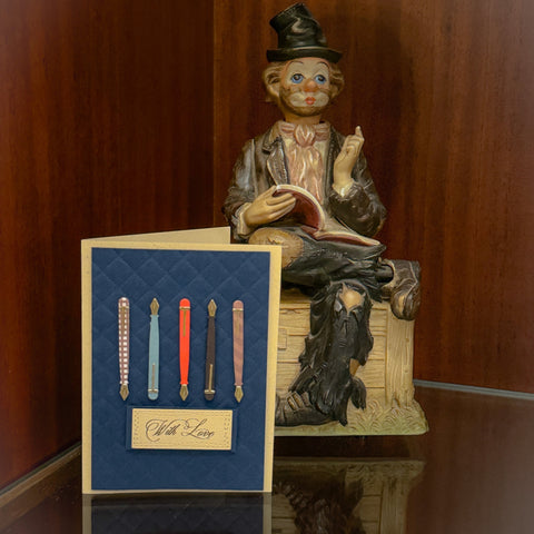 WITH LOVE - Blue card with pens