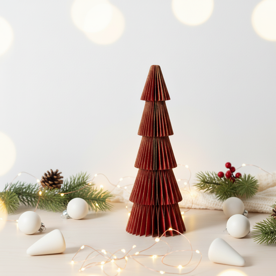 Red Christmas Tree With Gold Glitter Edging