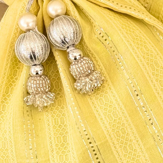 Yellow & Silver Striped Batwa Bags -Medium (Set of 2)