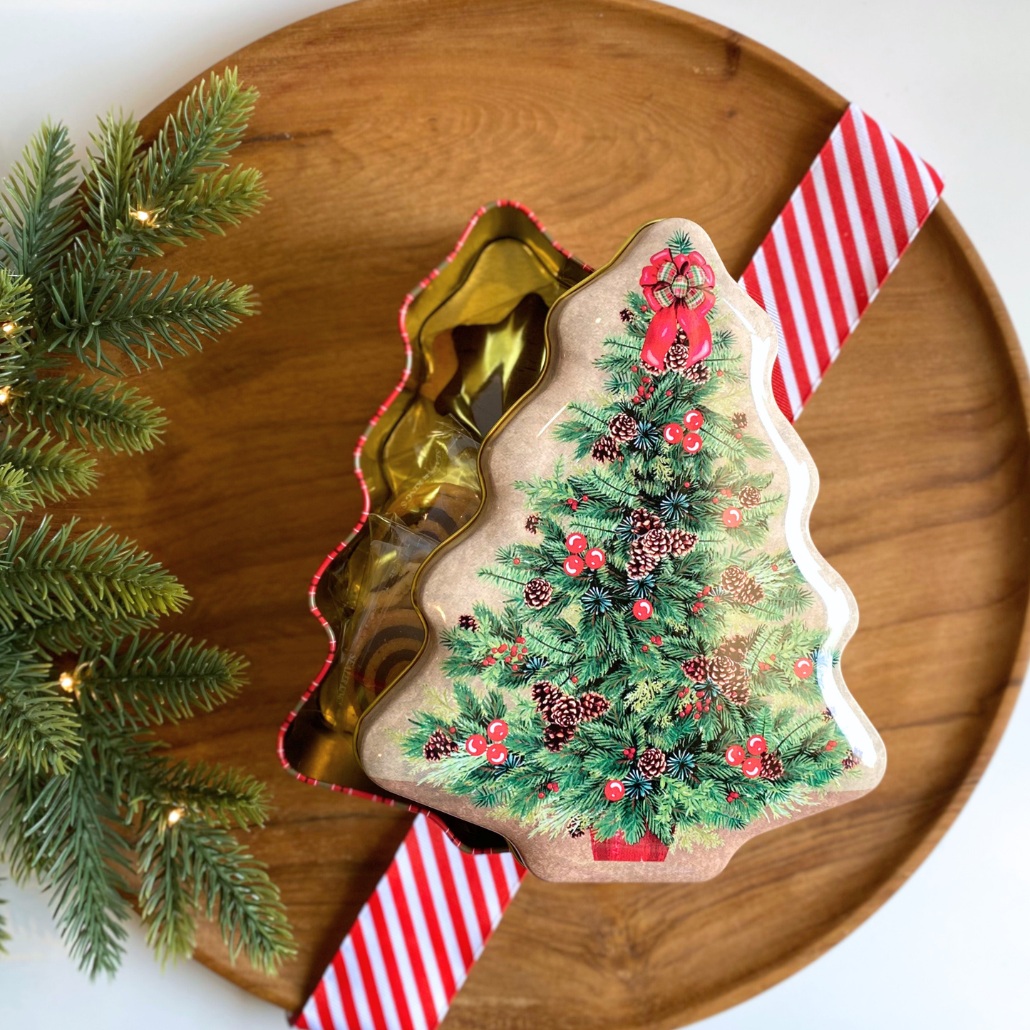 Evergreen Christmas Tree Tin Box