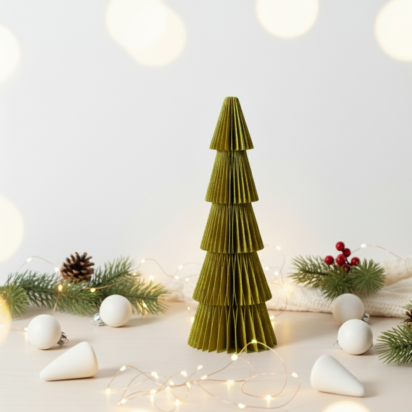 Green Tree With Gold Glitter Edging