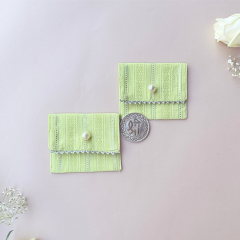 Green & Silver-Striped Coin Pouches (Set of 2)