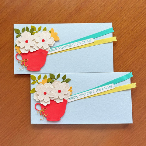 SPOIL YOURSELF - It's on me (Orange cup with flowers - Set of 2 envelopes)