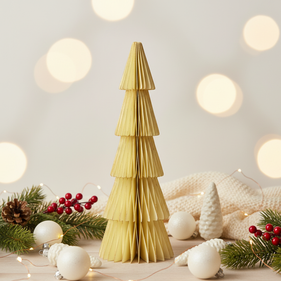 Off-white Christmas Tree With Gold Glitter Edging
