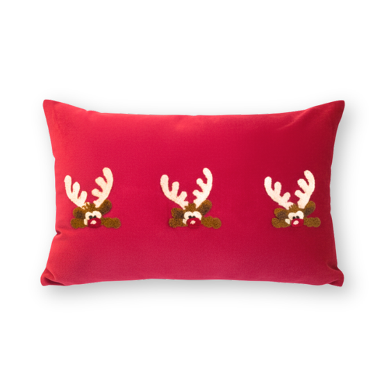Rudolph Velvet Christmas Cushion Cover (12"X18")