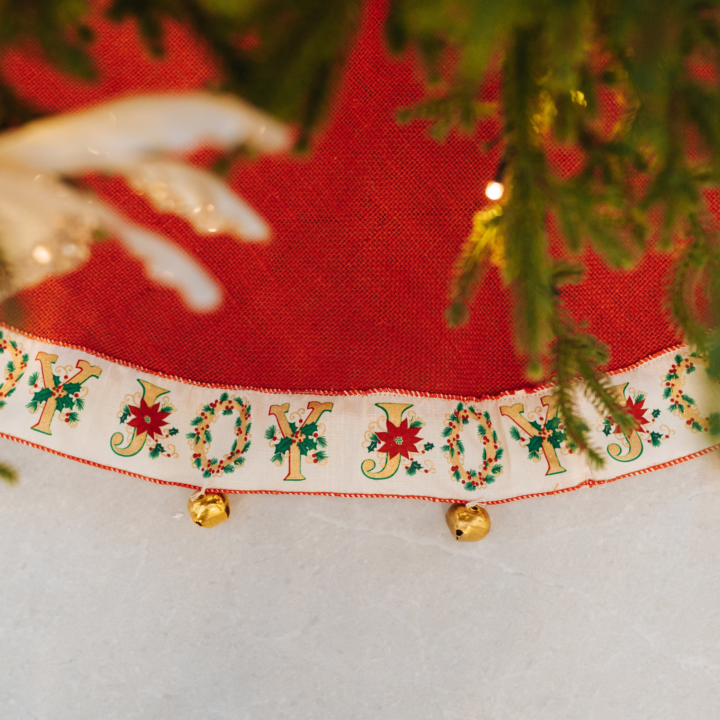 Tree Skirt with Joy Ribbon & Bells