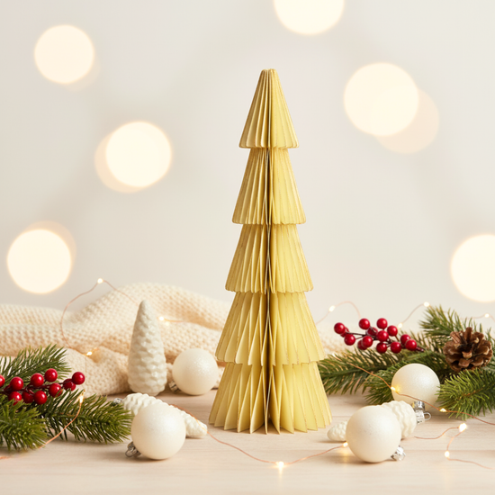 Off-white Christmas Tree With Gold Glitter Edging
