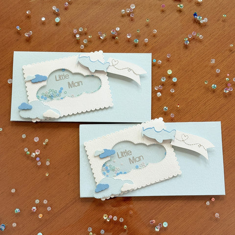 LITTLE MAN ( Airplane Blue Shaker - Set of 2 envelopes)