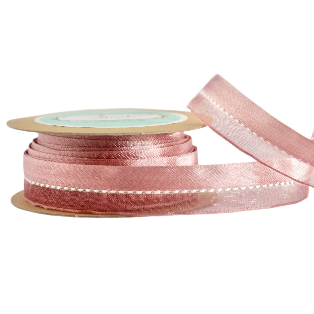 Half Satin Half Sheer Ribbon with Stiches