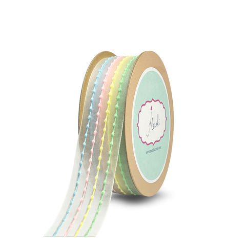 Pastel Pearl Dot Ribbon – Stripes