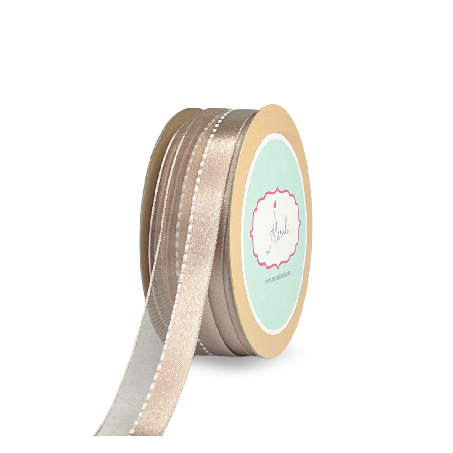 Half Satin Half Sheer Ribbon with Stitches