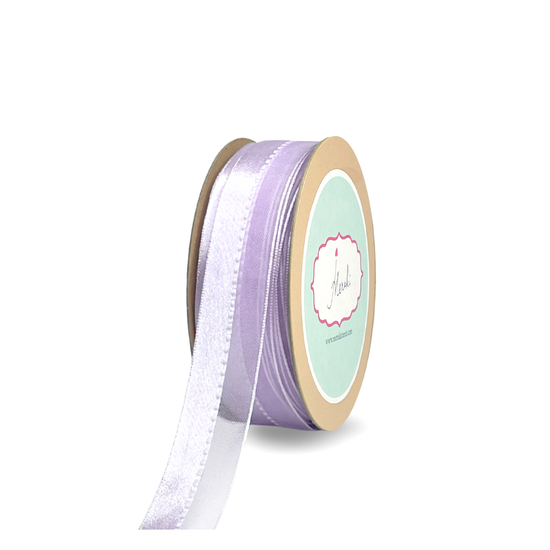 Half Satin Half Sheer Ribbon with Stitches