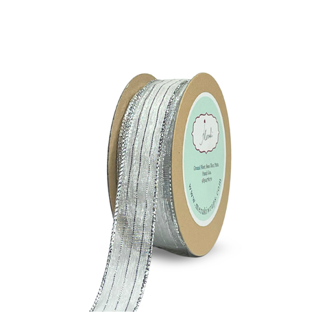 Silver Sheer Metallic Stripes Ribbon