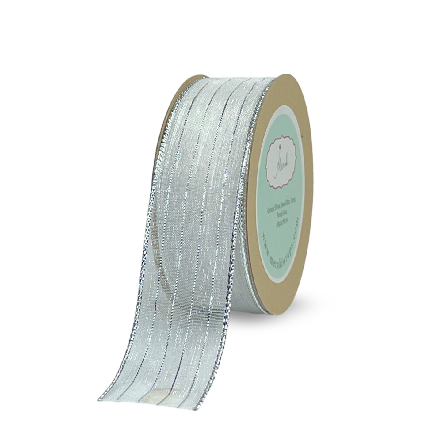 Silver Sheer Metallic Stripes Ribbon