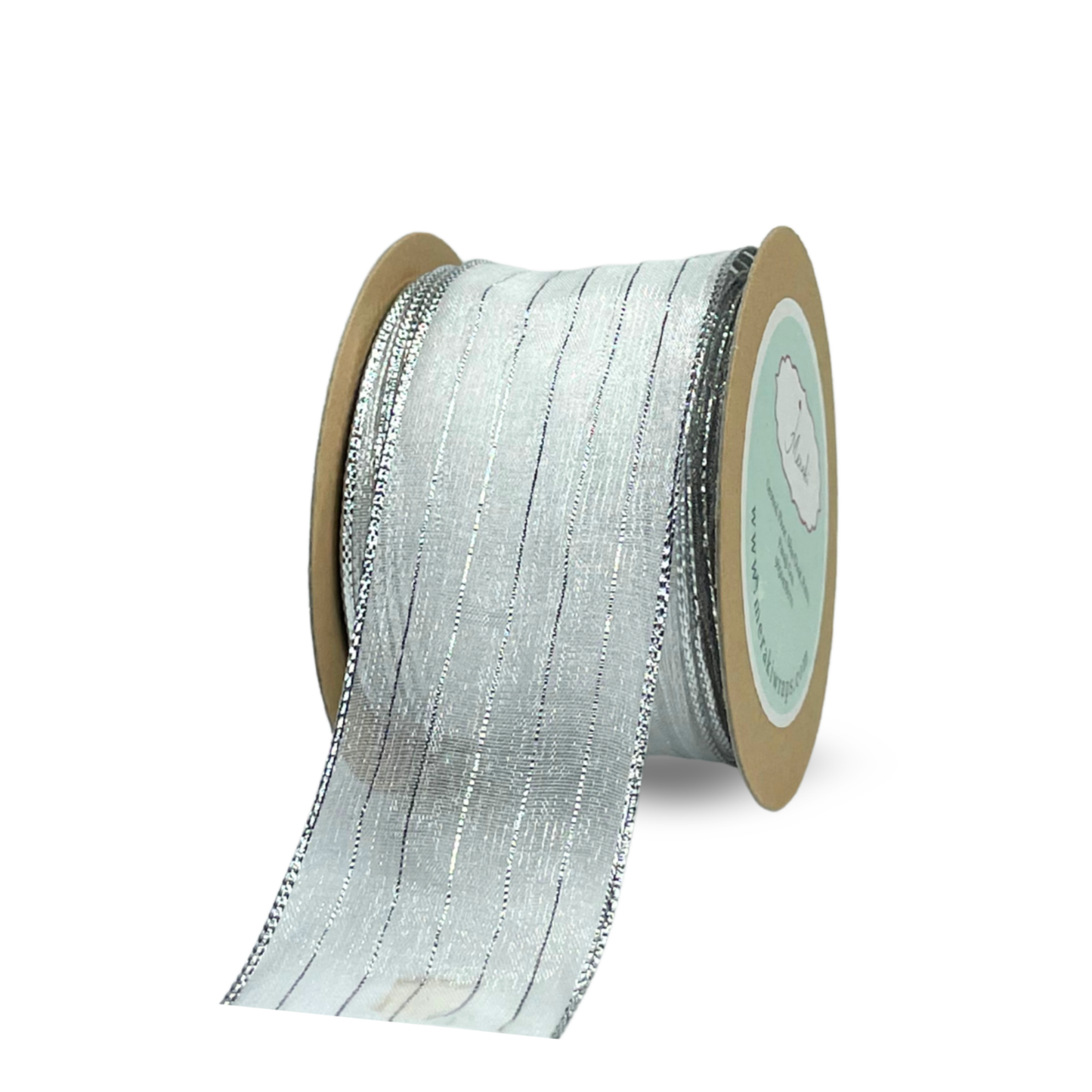 Silver Sheer Metallic Stripes Ribbon