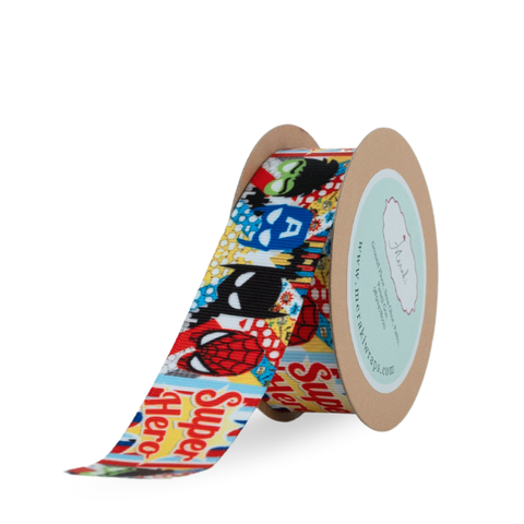 Super Hero Face Print Grosgrain Ribbon