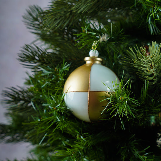 Load image into Gallery viewer, Black white and gold Christmas Ornaments
