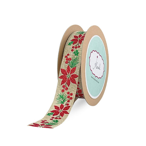 Poinsettia & Pine Ribbon