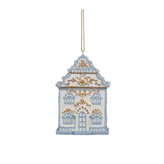 Blue and White House Ornaments