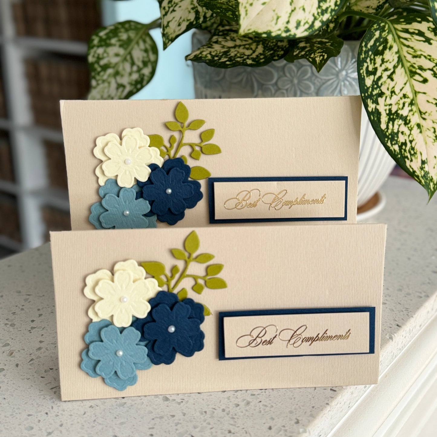 BEST COMPLIMENTS  (Cream / Beige Floral - Set of 2 envelopes)