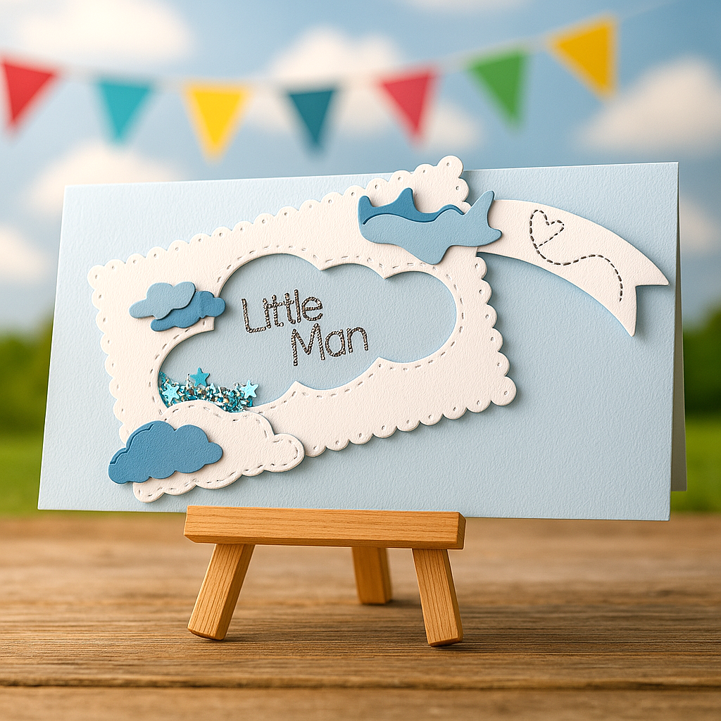 LITTLE MAN ( Airplane Blue Shaker - Set of 2 envelopes)