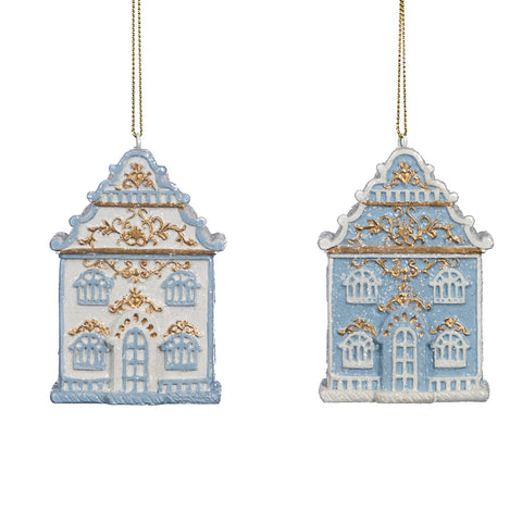 Blue and White House Ornaments