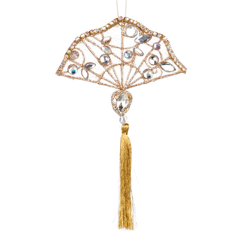 Gold Fan Ornament with Tassel