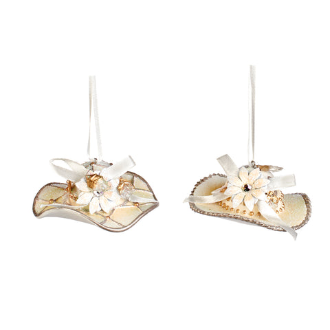 Ivory Ribbon Hat Ornaments