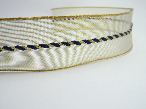 Gold Net Ribbon With Green and Gold Woven Rope