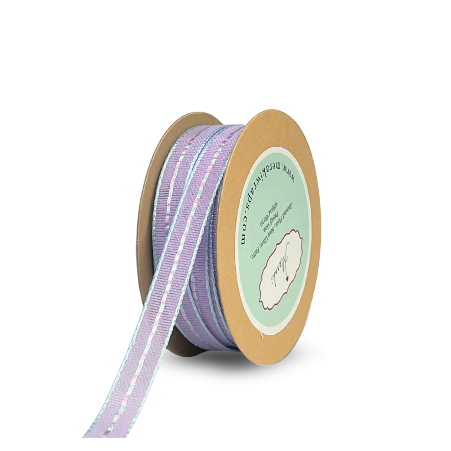 Grosgrain Ribbon with Pink & Blue Centre Stitches