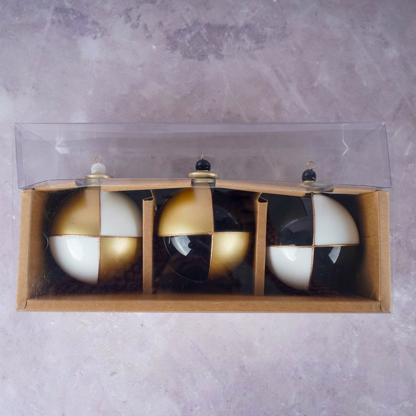 Black white and gold Christmas Ornaments