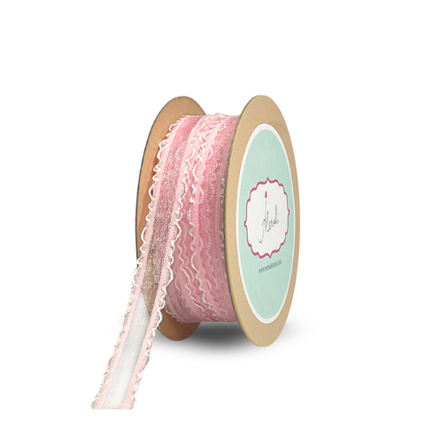 Sheer Ribbon with White Scalloped Edge