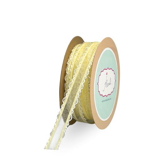 Sheer Ribbon with White Scalloped Edge