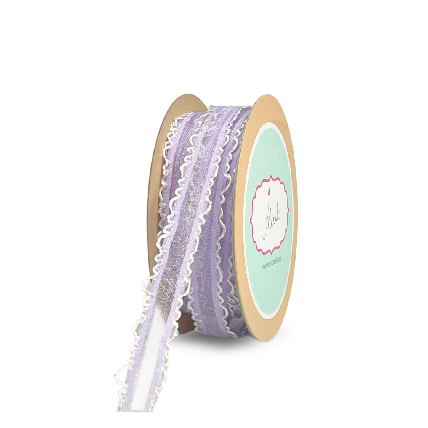 Sheer Ribbon with White Scalloped Edge