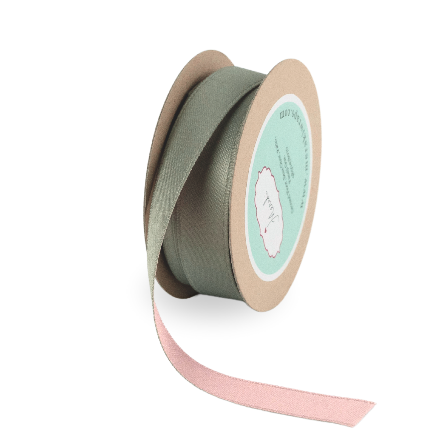 Sage Green & Pink - Reversible Ribbon