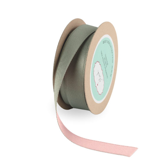 Sage Green & Pink - Reversible Ribbon