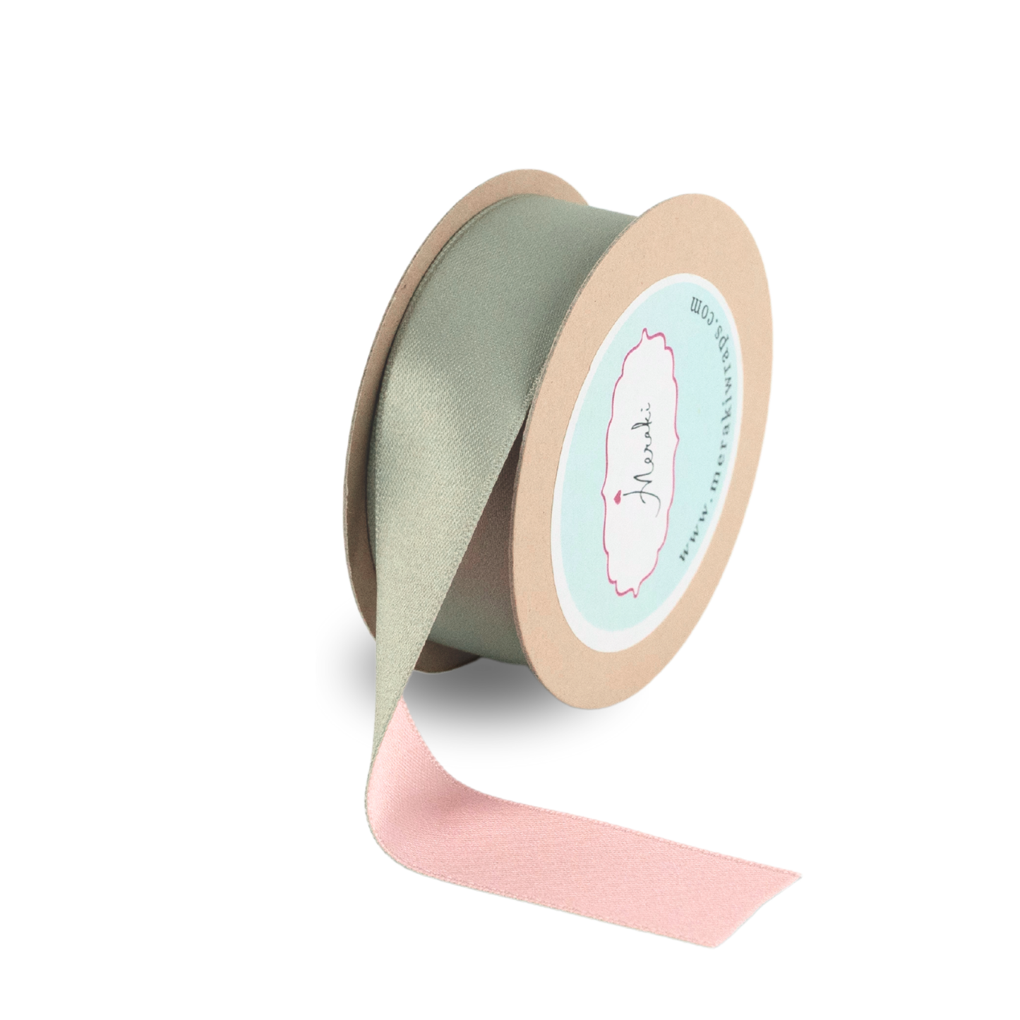 Sage Green & Pink - Reversible Ribbon