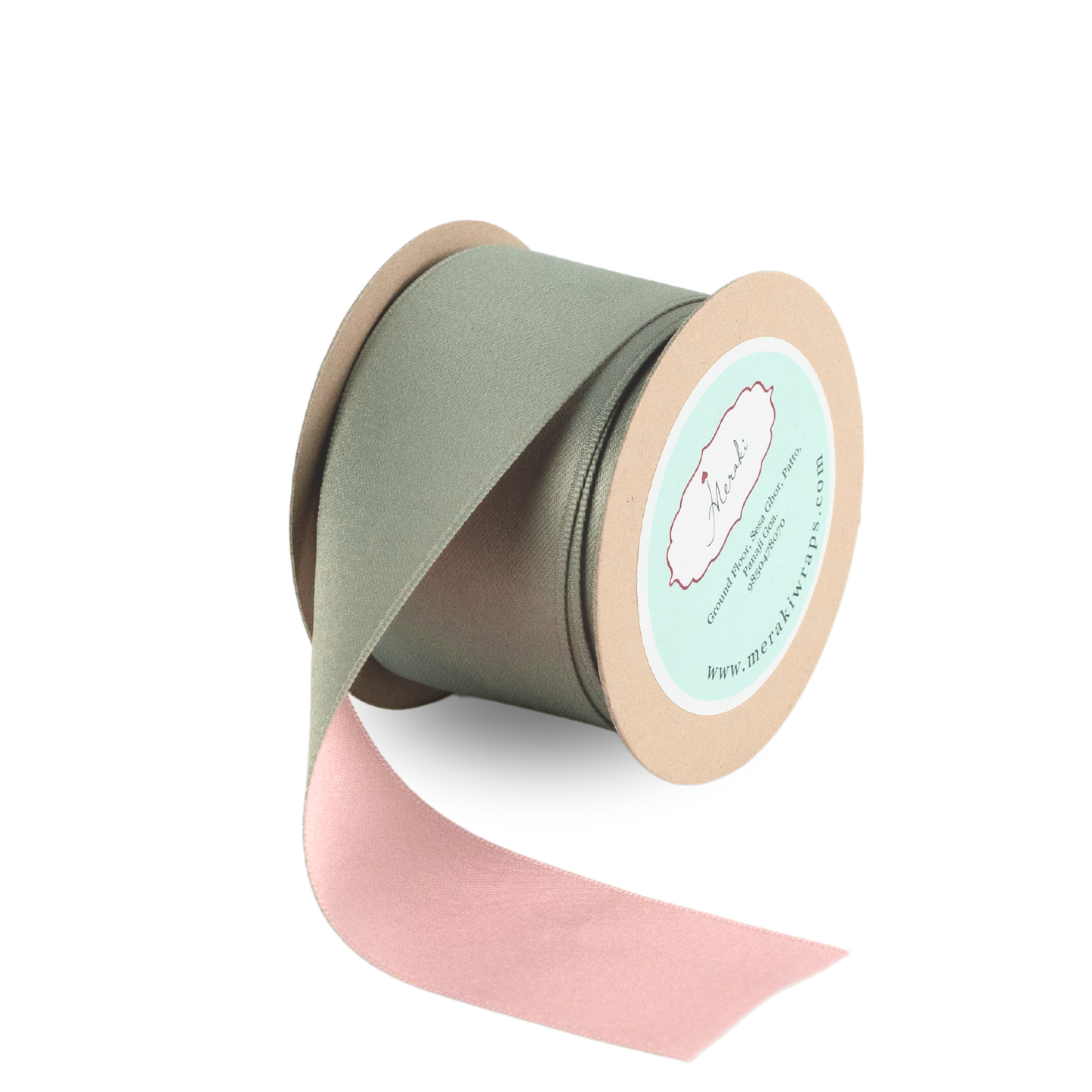 Sage Green & Pink - Reversible Ribbon