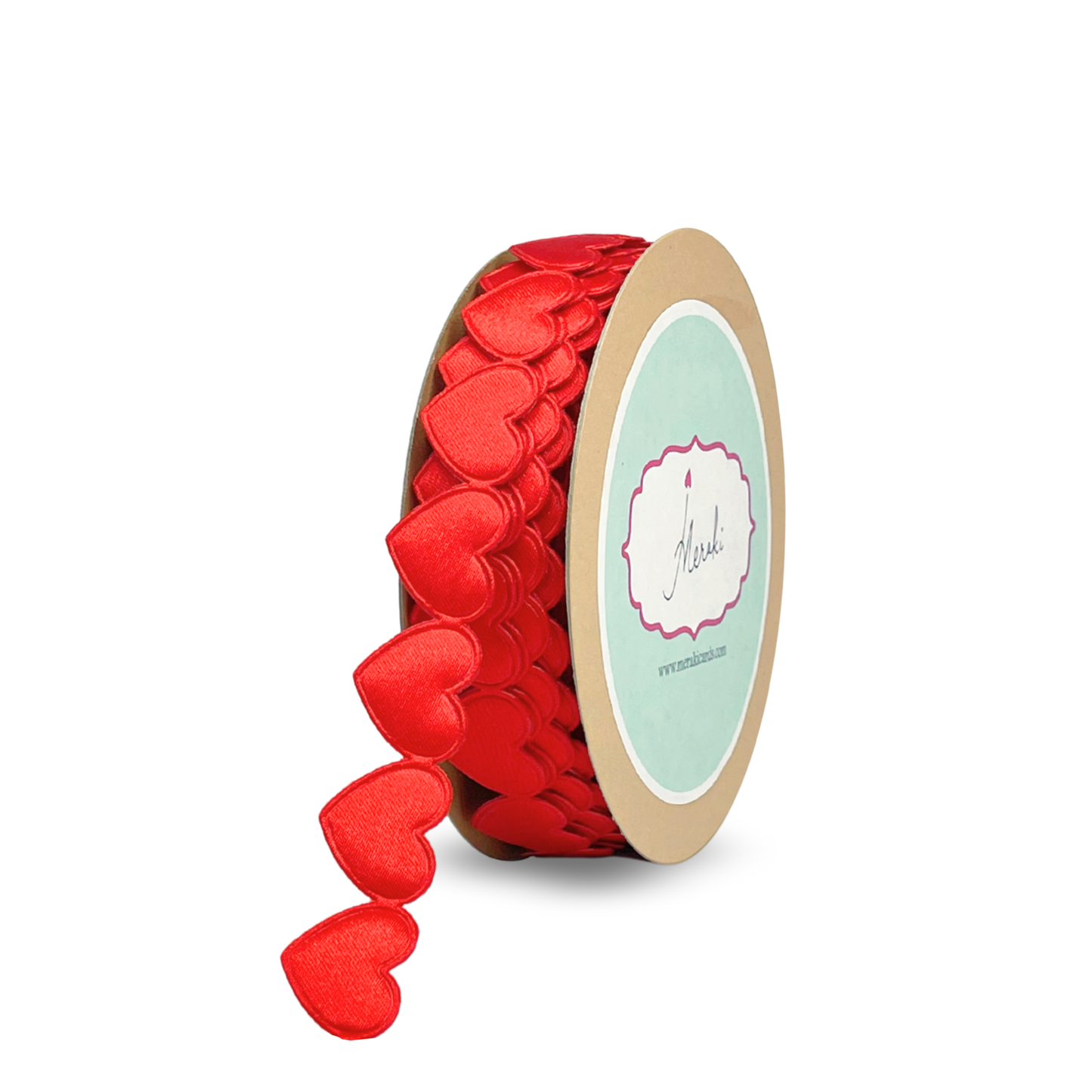 Red Satin Heart Trim