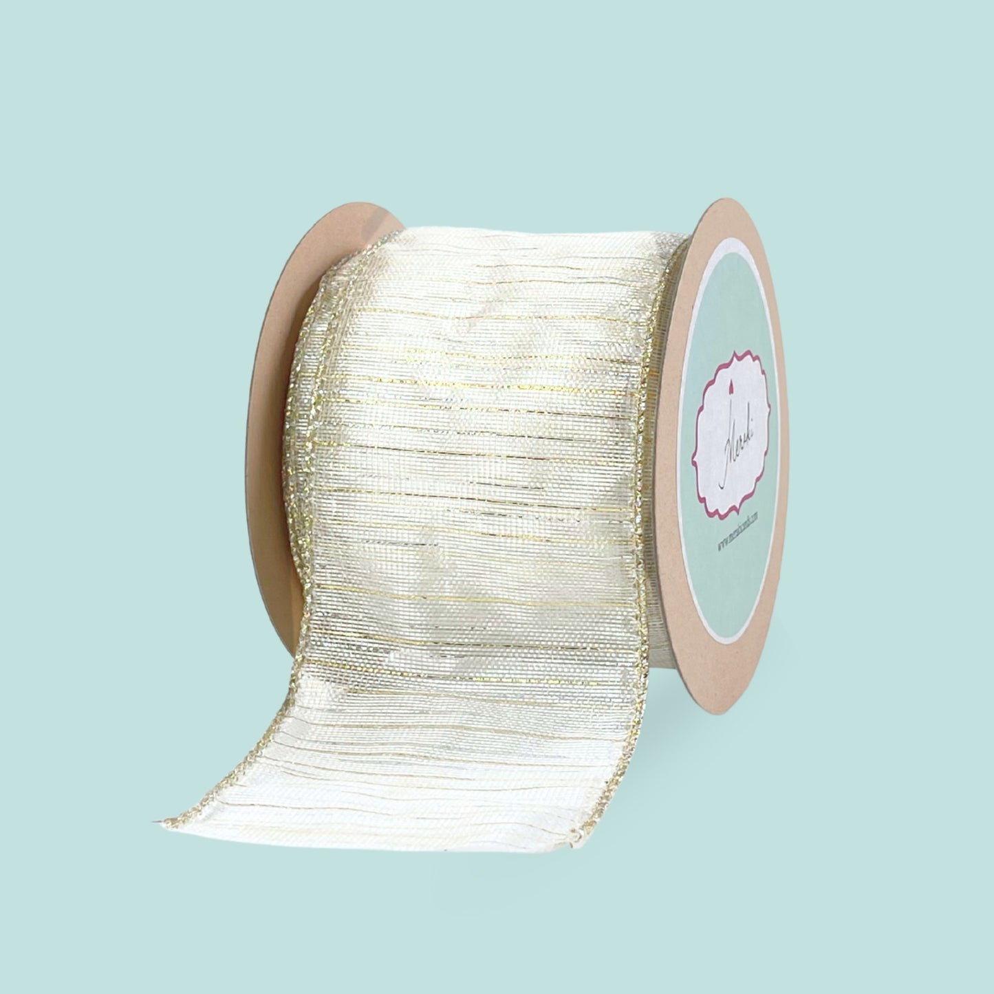 White with Silver Accents Ribbon