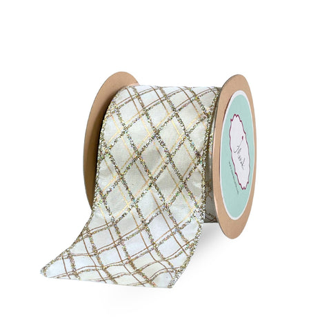 Ivory & Gold Diamond Lattice Ribbon