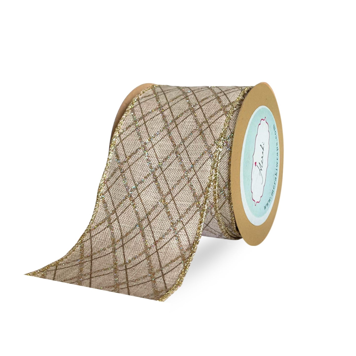 Natural & Gold Diamond Lattice Ribbon