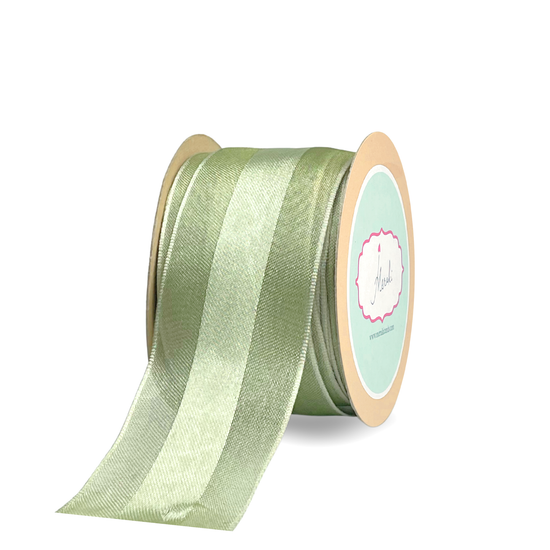 Olive Green sheer Ribbon with Satin Centre