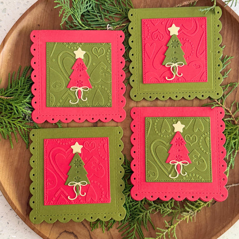 Christmas Tree Tag - Red & Green (Set of 4)